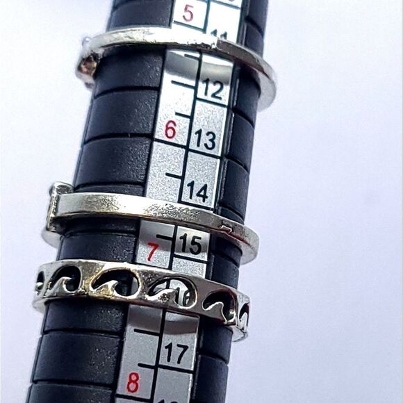 3 pc Set Stackable Gypsy Boho Knuckle Rings Wave Filagree Silver Zinc Alloy - Picture 6 of 6